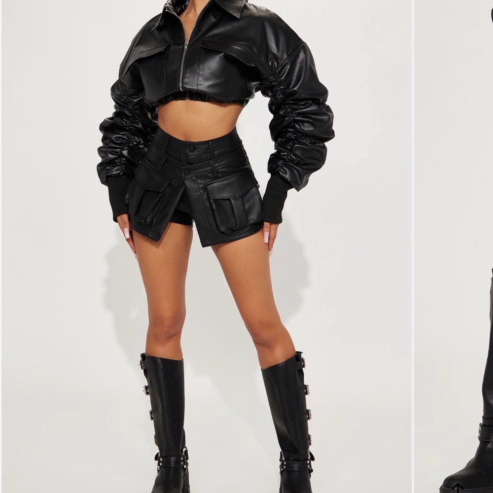 Black Faux Leather Women’s Skorts